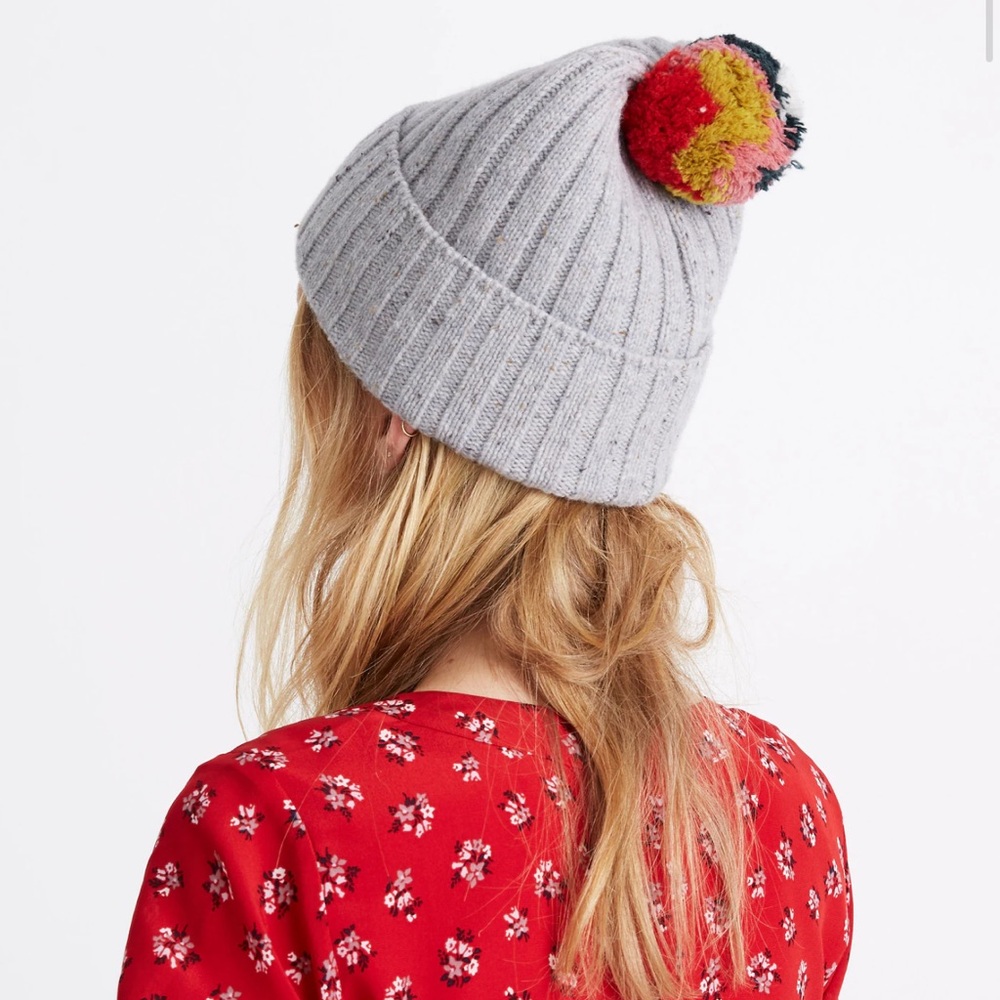 Madewell 100% Merino wool Rainbow Pom-Pom Beanie